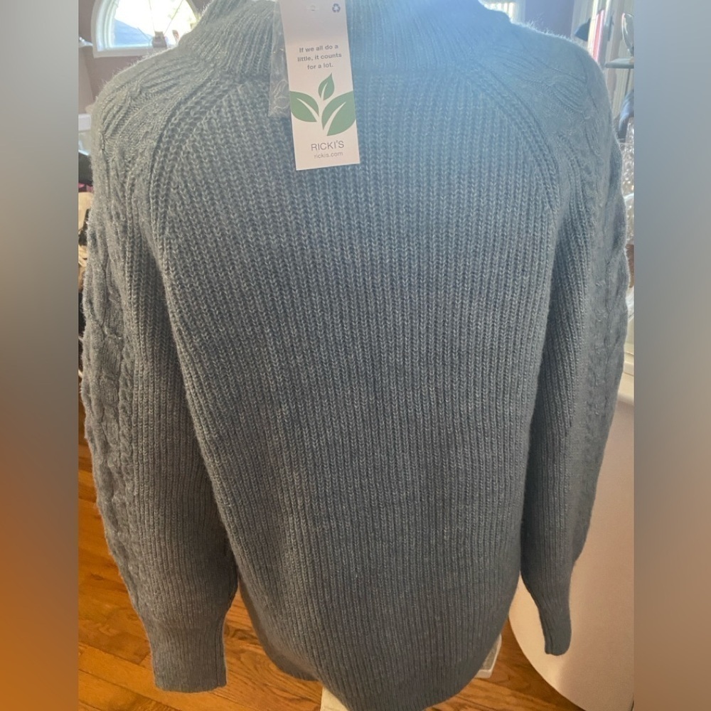 Ricki’s cable sweater wool blend light blue Sz L - Picture 6 of 7